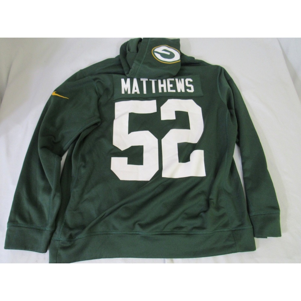 Green Bay Packers Nike Clay Matthews Green Hoodie XL NFL Football Polyester
